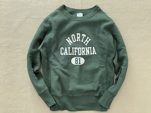 即決 70s 復刻 緑タグ Mサイズ Champion REVERSE WEAVE クルーネック スウェット NORTH CALIFORNIA グリーン カリフォルニア