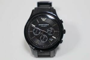 J1303 Y エンポリオ アルマーニ EMPORIO ARMANI CERAMICA 腕時計 AR-1452 メンズ ブラック / ベルト切れ 