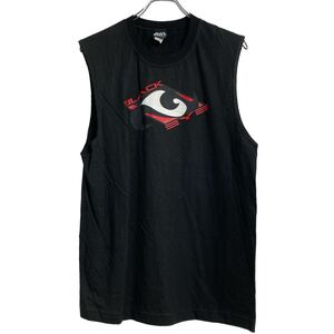 BLACK EYE ノースリーブ プリントTシャツ M ブラック バックプリント ビッグロゴ 古着卸 アメリカ仕入 a608-5527