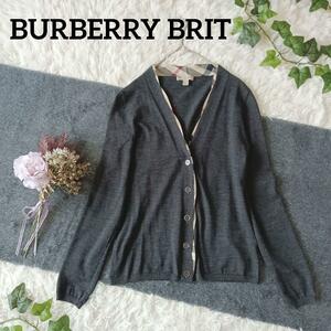 《美品》BURBERRY BRIT　バーバリーブリット　カーディガン　灰色　ノバチェック