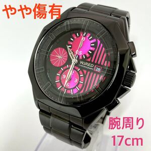 やや傷有☆電池新品☆送料込☆セイコー SEIKO ワイアード WIRED クロノグラフ メンズ腕時計 TWO FACE ピンク/ブラック 7T92-0LW0 AGAV061