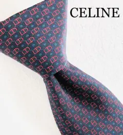 CELINE セリーヌ 美品 ネクタイ ネイビー レッド ドット