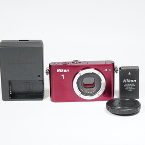 Nikon1 J3 ミラーレス ボディレッド 動作OK 1週間保証　/1276