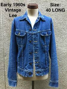 ♪ 60年代初期 Lee 101-J 40 LONG 黒タグ デニムジャケット リアルVintage USED レア！