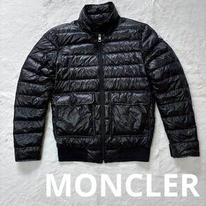 【極美品】【正規品】MONCLER モンクレール ライトダウンジャケット レディース 00サイズ ワッペン付 ブラック ポケットあり 軽量ダウン