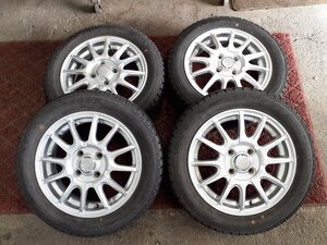 1円～★F6979■155/65R14 75Q　4本価格　GOODYEAR ICENAVI ZEAⅡ　Brada　送料無料 冬 7～8分山 14×4.5J +43 PCD100 ハブ径73㎜