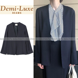 【Demi-Luxe BEAMS　デミルクス ビームス】レーヨンシルク カラーレスジャケット 21FO　オケージョン　卒入園　卒入学　学校行事　ネイビー