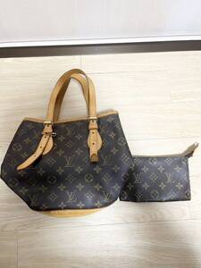 【used品】 LOUIS VUITTON ルイヴィトン モノグラム バケットPM M42238 トートバッグ バケツ型 ポーチ付き 