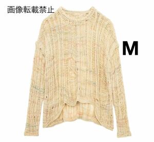 vintage ヴィンテージ レトロ メッシュ ニット セーター トップス Mサイズ レディース★ZARA 好きな方に★2024 S/S 春新作 新品未使用★