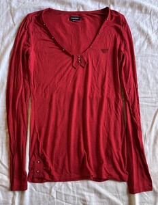 エンポリオアルマーニ♪ EMPORIO ARMANI EA7 長袖Tシャツ S size カラフル ラメ　カラフル　赤