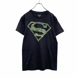 Superman 半袖 プリント Tシャツ S ブラック 迷彩 スーパーマン シンボル キャラクター マーベル 古着卸 アメリカ仕入 a506-6613