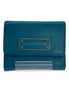 MARC BY MARC JACOBS◆3つ折り財布/レザー/BLU/無地/レディース