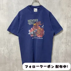 古着 used　BROWNSEA　BEALE　半袖プリントTシャツ　ドラゴン　龍柄　ネイビー