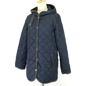 メルローズ/MELROSE☆キルティングコート/中綿入り/フーディ【4/レディースXL程度/紺/navy】Coat/Jacket/Jumper◇mBH602