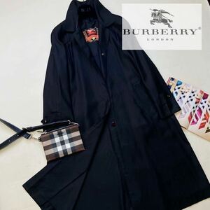 N3未使用級【付属品有〜シルク100%】参考価格15万●BURBERRY●バーバリーロングステンカラーコート バーバリーコート　レディース　