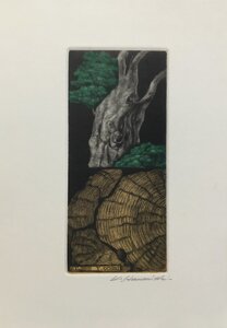 真作保証品 『 浜西勝則 オリジナル銅版画 蔵書票 』 直筆サイン入