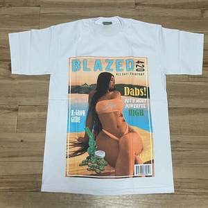 LA発【3XL】ブレイズ 420 セクシー カバーガール グラフィック 半袖 ヘビーウェイト Tシャツ HIPHOP ヒップホップ BLAZED 白