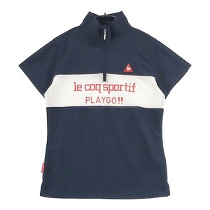 【1円】LE COQ GOLF ルコックゴルフ ハーフジップ半袖Tシャツ ネイビー系 L [240001973391] レディース