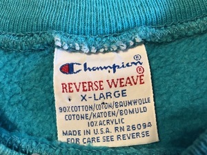 USA製 アメリカ古着 Champion チャンピオン REVERSEWEAVE ヴィンテージ リバースウィーブ XL スウェット USED ターコイズ MADE IN USA