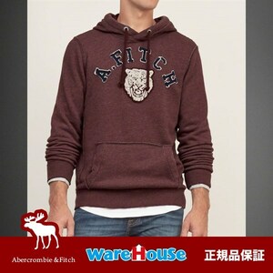 【送料無料】Sサイズ アバクロ プルオーバーパーカー バーガンディー Applique Logo Graphic Hoodie アメカジ