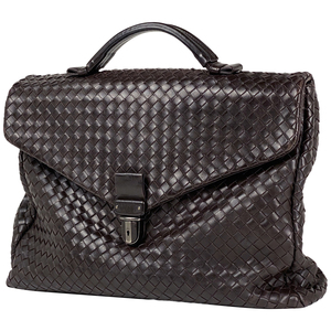 ボッテガヴェネタ BOTTEGAVENETA イントレチャート ビジネスバッグ ショルダーバッグ メッシュ レザー ブラウン 113095 レディース 中古