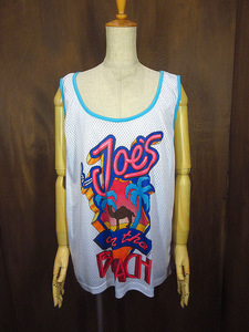 ビンテージ90’s●CAMEL Joe’s BEACHプリントタンクトップ白×水色●230608j1-m-tktp古着1990s企業モノキャメルノースリーブ