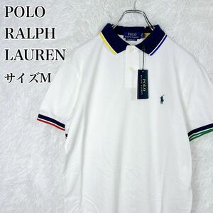 【タグ付き未使用品】ポロ ラルフローレン POLO RALPH LAUREN 半袖 ポロシャツ 白 ホワイト サイズM オフィスカジュアル ゴルフ ハンカチ付