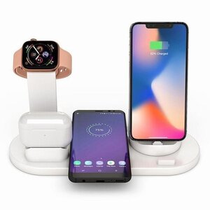 スマホ Watch ワイヤレス 充電 3in1 スタンド 急速 同時充電 ホワイト