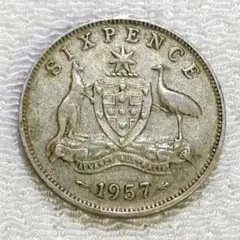 オーストラリア6ペンス銀貨✨1957年