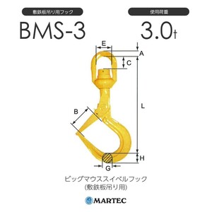 マーテック ビッグマウススイベルフック(敷鉄板吊り用)BMS-3 使用荷重3.0t