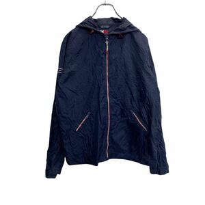 TOMMY HILFIGER ナイロンジャンパー レディース L ネイビー トミーヒルフィガー ロゴ フルジップ 古着卸 アメリカ仕入 t2201-3803