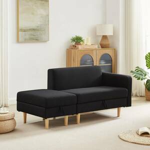 One Arm 2 Seater sofa+Ottoman ソファ 2人掛け 収納付き オットマン付き ファブリック 肘掛け 木脚外し可能 ローソファ コンパクト E1133