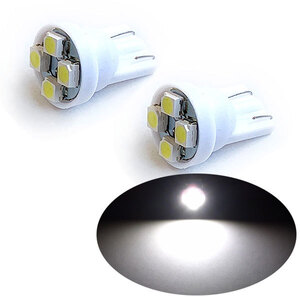 T10 4smd LED バルブ 2個set ホワイト発光 送料無料