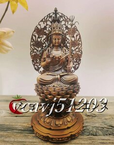 「密教法具 寺院用仏具」極上品 虚空蔵菩薩坐像 仏像 仏教工芸品 銅製 磨き仕上げ 高さ15cm