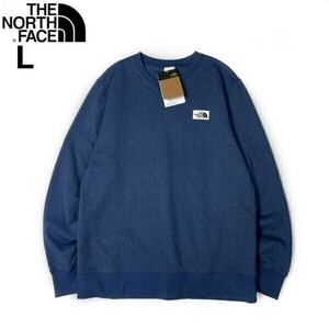 1円～!売切!【正規新品】THE NORTH FACE◆HERITAGE PATCH CREW トレーナー スウェット US限定 上質 裏起毛 登山 ロゴパッチ(L)青 181130-28