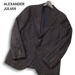 ALEXANDER JULIAN アレキサンダージュリアン 秋冬 イタリア製 カノニコ生地★ チェック ツイード ジャケット Sz.L　メンズ　I4T04310_C#N