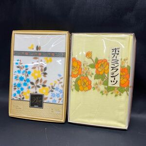 N 3030　当時物！！[　新品　花柄 寝具　２点セット！！]　アンティーク柄 昭和レトロ レトロポップ 箱入 シーツ ボア ヴィンテージ 保管品