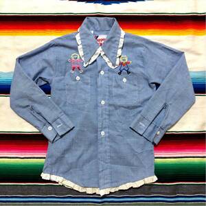 70’s RAPPERS KIDS シャンブレー シャツ 検索:古着 子供服 ビンテージ リメイク 刺繍 70年代