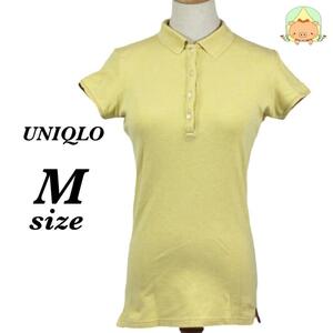 K0015 UNIQLO ユニクロ【M】シャツ 半袖 襟付き 古着 イエロー　K0015