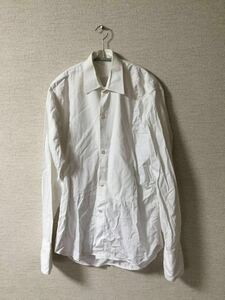 ビンテージ 　40Ｓ　ドレスシャツ ホワイト シャルべ 洗いざらし スタイリスト私物 ダブルカフス コットン charvet　ロングポイント