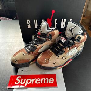 オンライン購入品 NIKE AIR JORDAN 5 RETRO SUpreme ナイキ ジョーダン US9.5 27.5cm 黒タグ