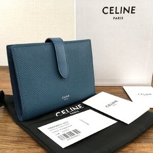 送料込み！ 極美品 CELINE ストラップウォレット ブルー 箱付き 213