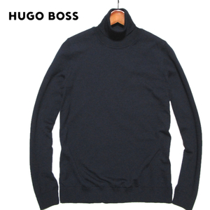 【BOSS　ヒューゴ・ボス】 タートルネック　ハイゲージウールニット　ダークネイビー　サイズL　イタリア製生地　現行BOSS HUGO BOSS