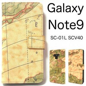 Galaxy Note9 SC-01L SCV40 地図デザイン 手帳型ケース ギャラクシー スマホケース ノート9