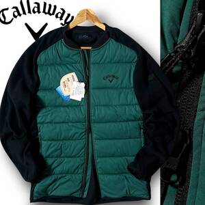 新品 Callaway キャロウェイ 定価1.7万 撥水 防風 抗菌 中綿ボディ×ストレッチフリース エコダウンジャケット ブルゾン L GOLF ◆B4467