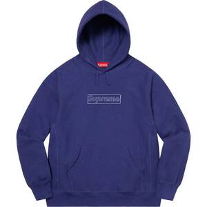 【新品】21ss Supreme KAWS Chalk Logo Hooded Sweatshirt Lサイズ　Washed Navy カウズ チョーク ロゴ フーディー スウェット　ボックス