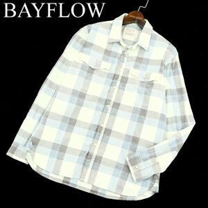 21AW★ BAYFLOW ベイフロー 秋冬 細畝 コーデュロイ★ 長袖 オーバーサイズ ワーク チェック シャツ Sz.3　メンズ　A3T12514_A#B