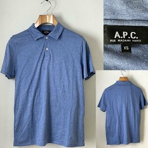 ★【送料無料 国内正規品】A.P.C. (APC) アーペーセー コットン100％ 半袖 2つボタン シンプル 無地 ポロシャツ XS ブルー系