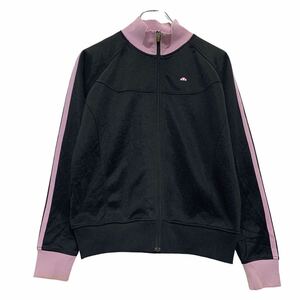 ellesse ロゴ ジャージ エレッセ M レディース ブラック ピンク フルジップ ラグラン ハイネック ライン 古着卸 アメリカ仕入 a610-6983