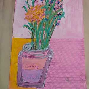 水彩画花瓶と花2